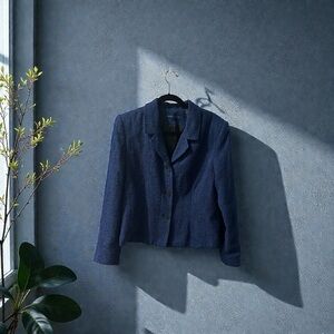 Karen Scott Navy Blue Textured Blazer Jacket Women’s Size 14 3-Button Career